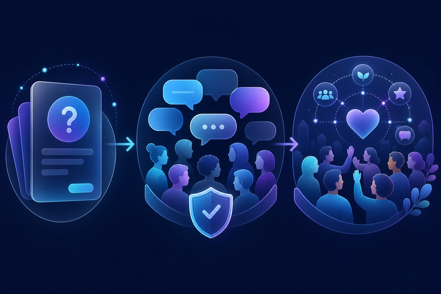 Chat process running from topic selection to healthy community discussion