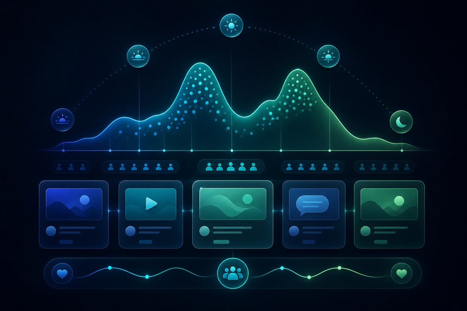Telegram kanal istatistiklerinde boost takibini temsil eden grafik görseli